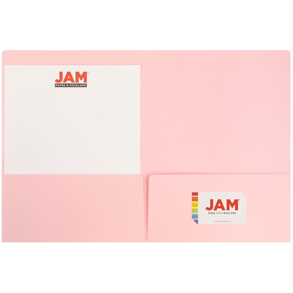 JAM Paper Matte Two Pocket Folders, Baby Pink, 6 per Pack