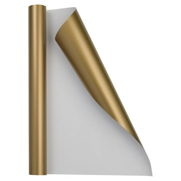 JAM Paper Matte Wrapping Paper, 26.3 Sq ft (17 in x 18 Ft), Gold Foil, Roll 1 Pack