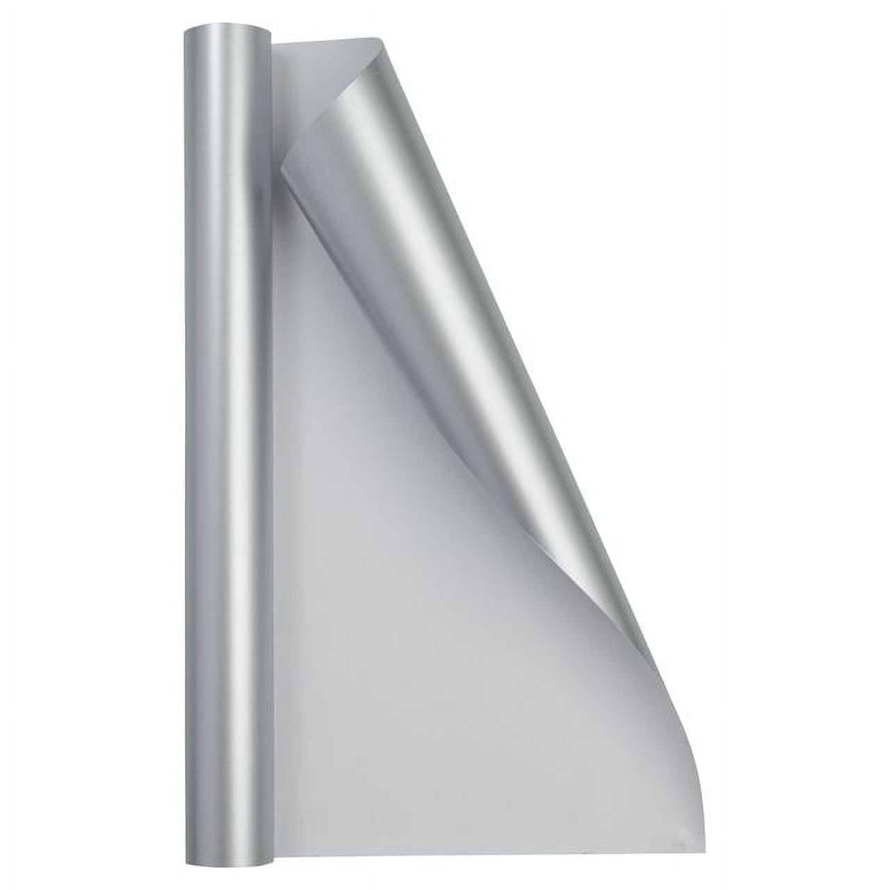 JAM Paper Matte Wrapping Paper, 26.3 Sq ft (17 in x 18 Ft), Silver Foil, 1/Pack