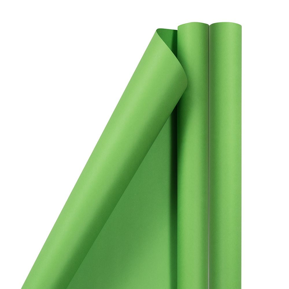 JAM Paper Matte Wrapping Paper, 50 Sq. ft Total, Lime Green, 2 Rolls ...
