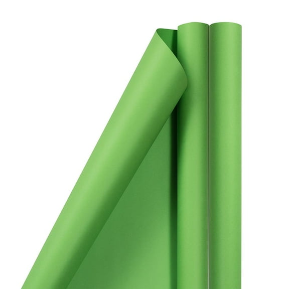 JAM Paper Matte Wrapping Paper, 50 Sq. ft Total, Lime Green, 2 Rolls