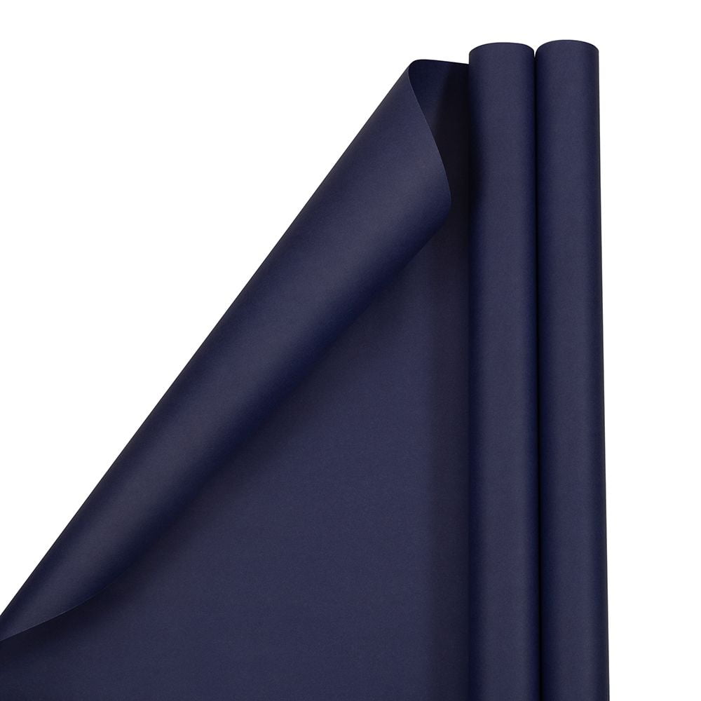 JAM Paper Matte Wrapping Paper, 50 Sq. ft Total, Presidential Blue, 2 Rolls