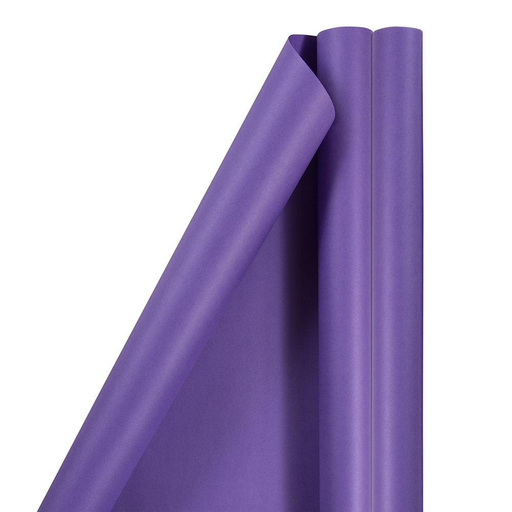 JAM Paper Matte Wrapping Paper, 50 Sq. ft Total, Purple, 2 Rolls