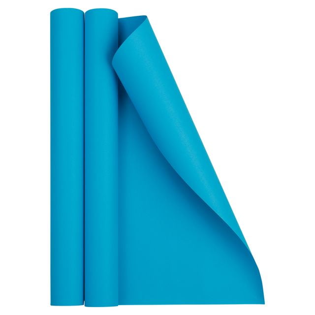 JAM Paper Matte Wrapping Paper, 52.6 Sq ft Total (17 in x 18 Ft Each), Bright Blue/Peacock Blue, 2 Rolls