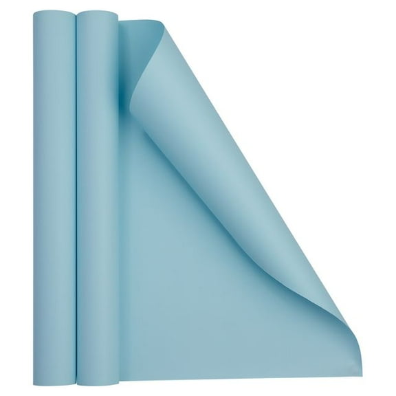 JAM Paper Matte Wrapping Paper, 52.6 Sq ft Total (17 in x 18 Ft Each), Light Baby Blue, 2 Rolls