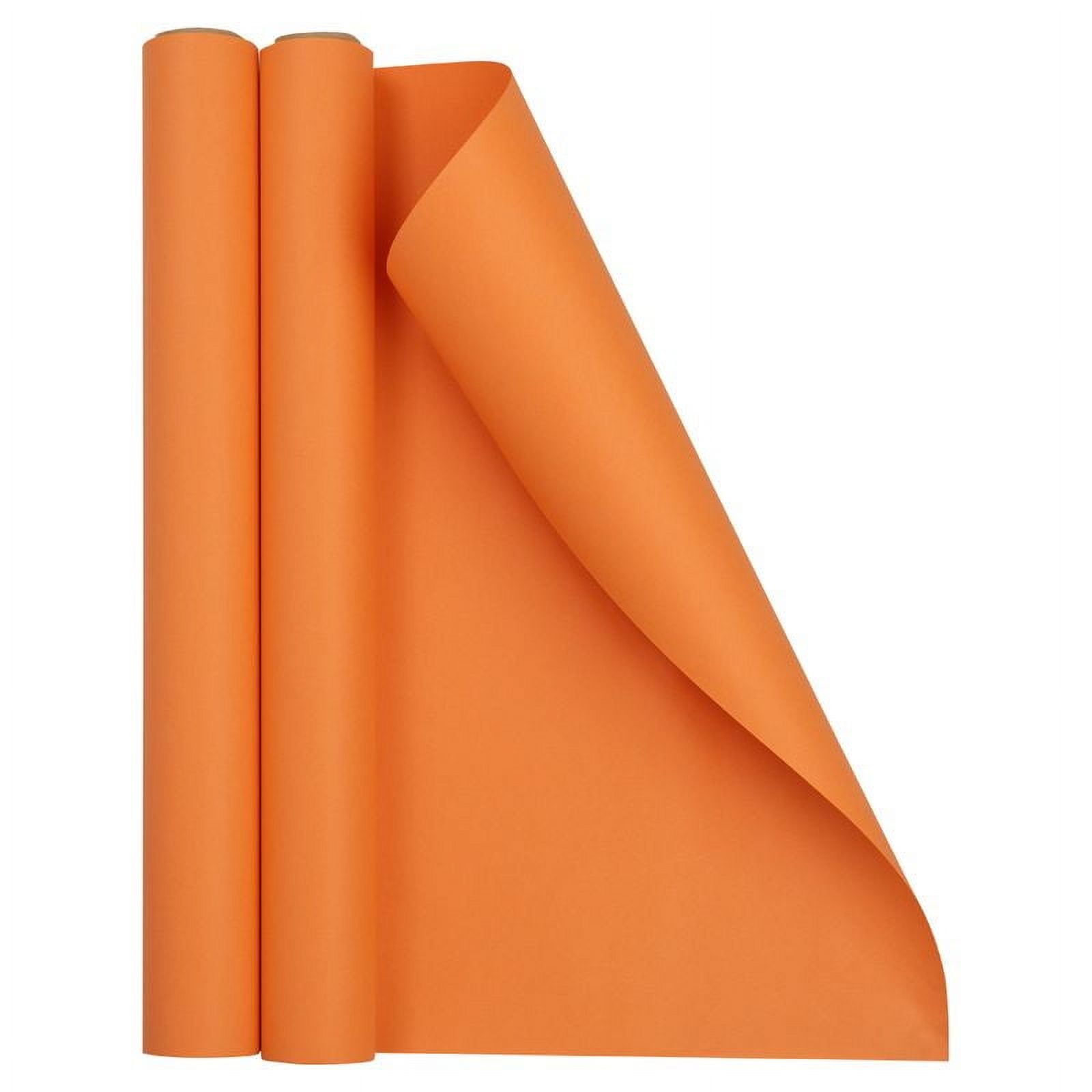 JAM Paper Matte Wrapping Paper, 52.6 Sq ft Total (17 in x 18 Ft Each), Orange, 2 Rolls