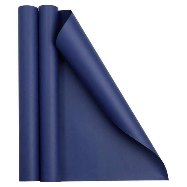 JAM Paper Matte Wrapping Paper, 52.6 Sq ft Total (17 in x 18 Ft Each), Presidential Blue, 2 Rolls