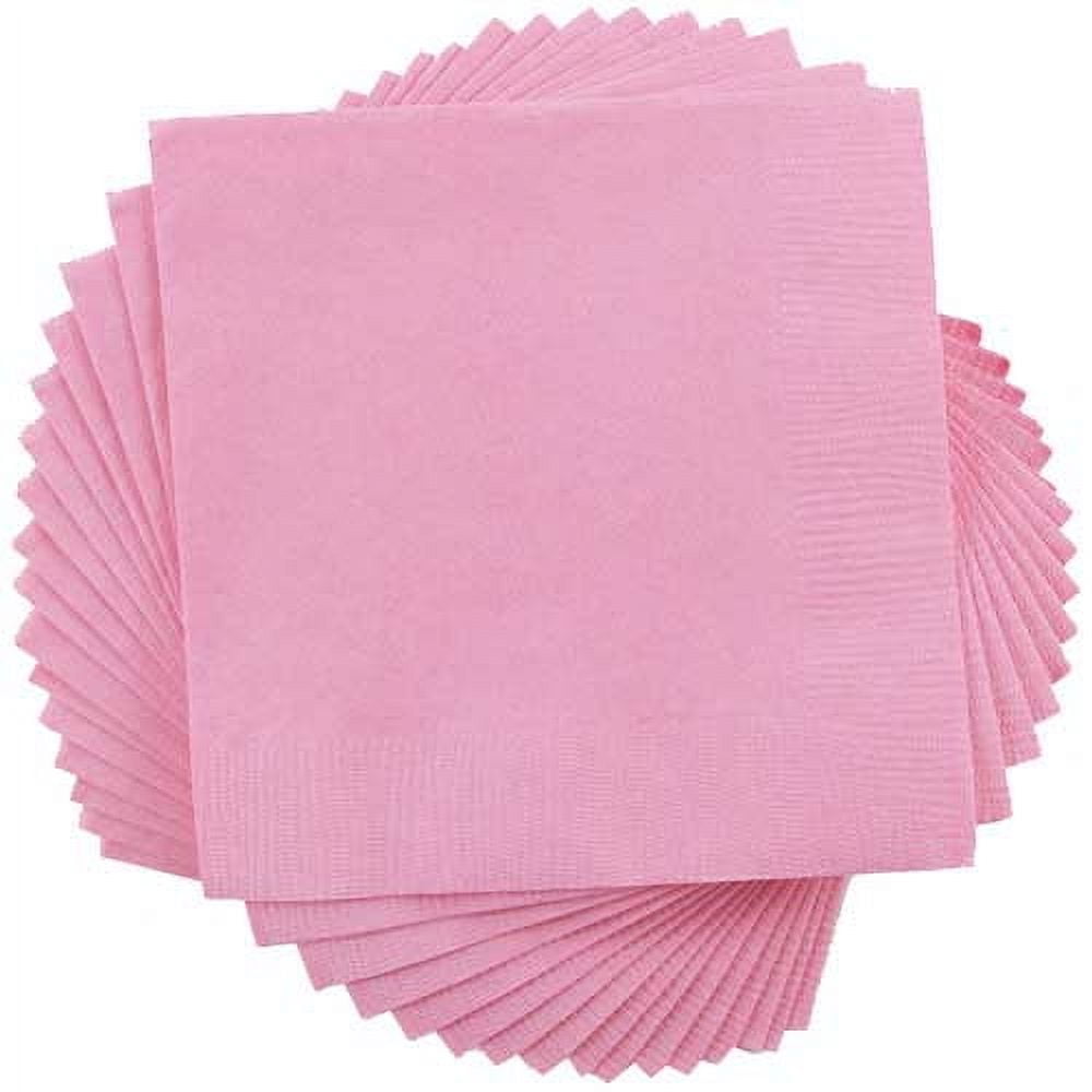 JAM Paper Medium Lunch Napkins, 6 1/2 x 6 1/2, Baby Pink Pastel, 40/Pack