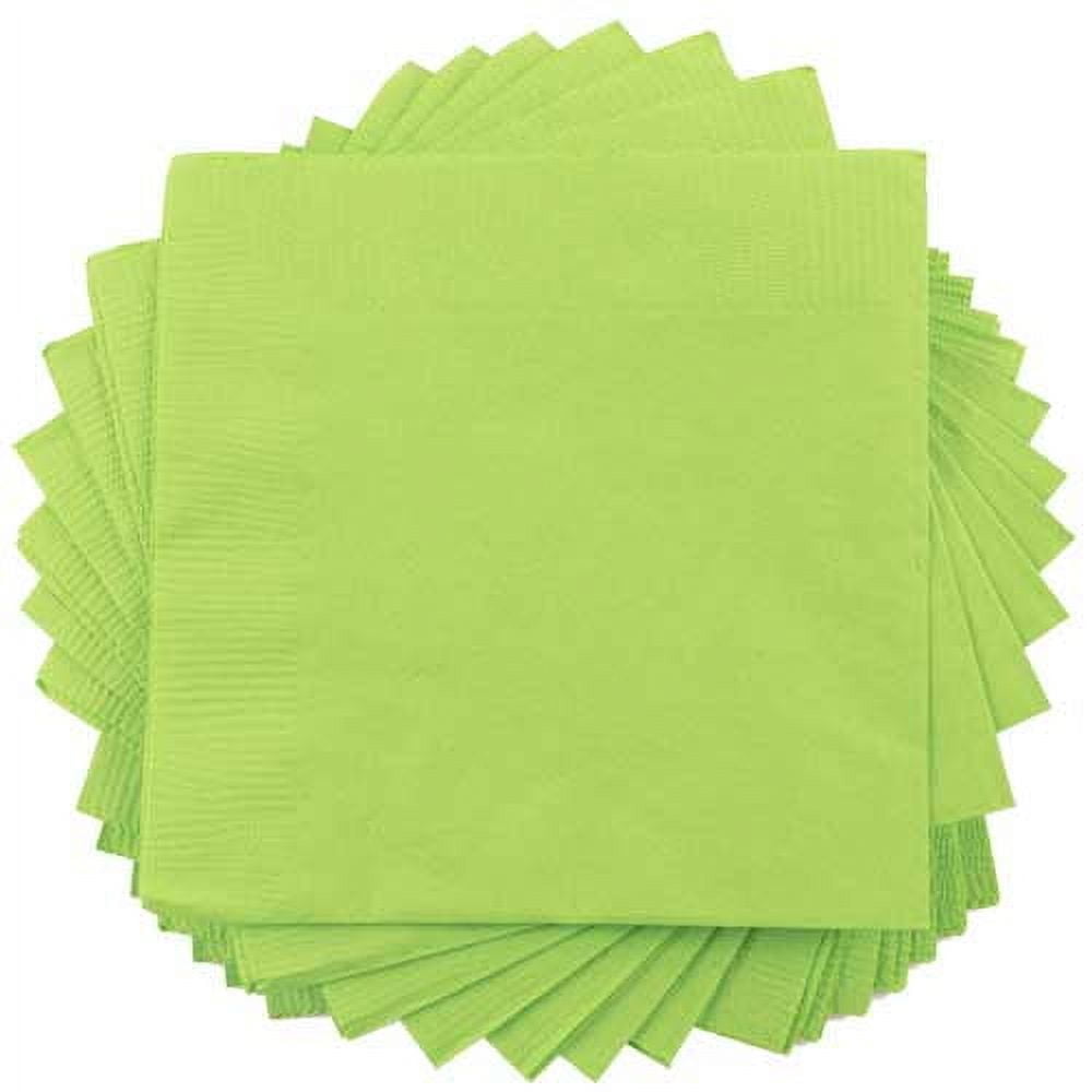 JAM Paper Medium Lunch Napkins, 6 1/2 x 6 1/2, Lime Green, 40/Pack