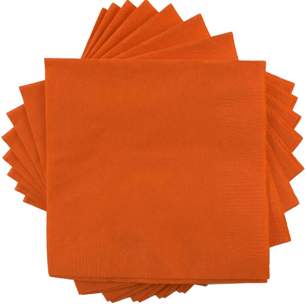JAM Paper Medium Lunch Napkins, 6 1/2 x 6 1/2, Orange, 40/Pack