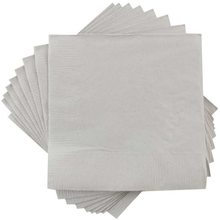 JAM Paper Medium Lunch Napkins, 6.5x6.5, Silver, 40/Pack