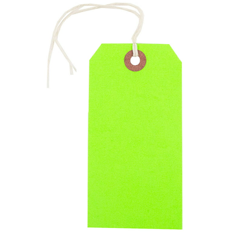 JAM Paper Tiny Gift Tags with String, 100ct. in Neon Red, 2.75 x 1.375