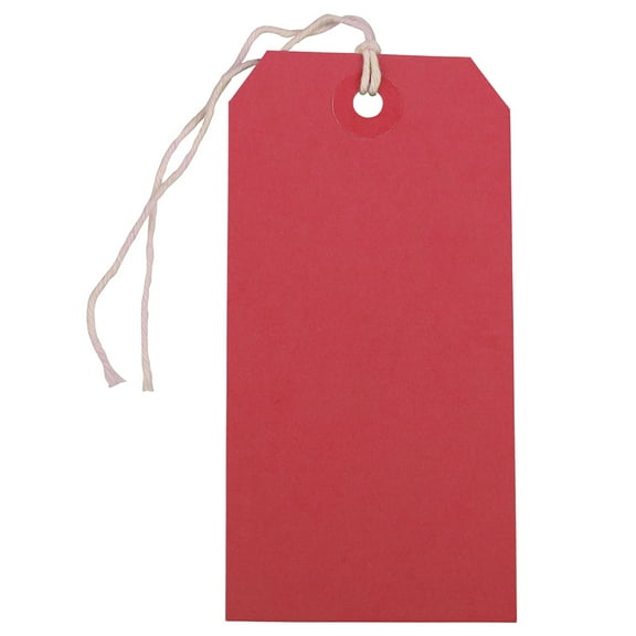 JAM Paper Medium Red Paper Gift Tags, with String 4.75" x 2.37" x 2" (10 Count)