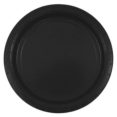 JAM Paper Medium Round Paper Party Plates, 9 Inch, Black, 50 per Pack