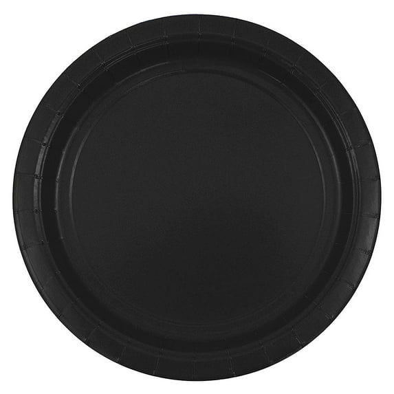 JAM Paper Medium Round Paper Party Plates, 9 Inch, Black, 50 per Pack
