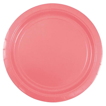 JAM Paper Medium Round Paper Plates, Pink, 9", 50 per Pack