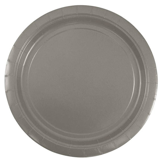 JAM Paper Medium Silver Plastic Party Plates, 9 Inches, 50 per Pack