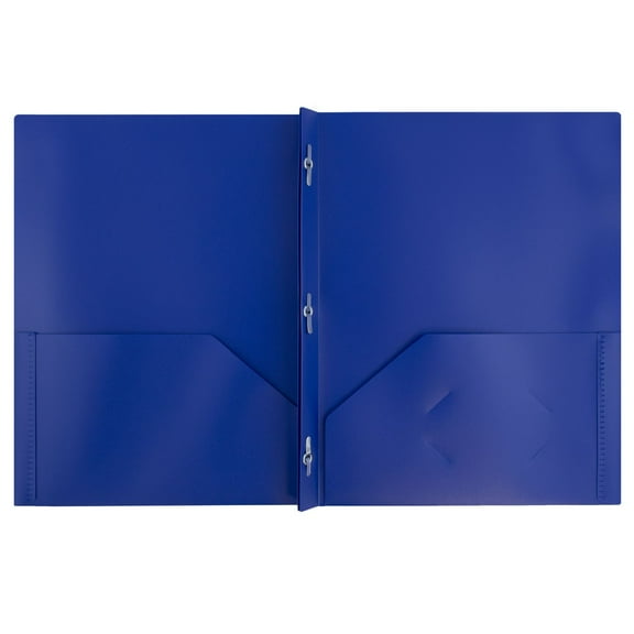 JAM Paper Medium Weight Plastic Folder with Clasps, Deep Blue, 6/Pack