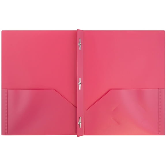 JAM Paper Medium Weight Plastic Presentation Folder with Clasps, Fuchsia Pink, 6/Pack