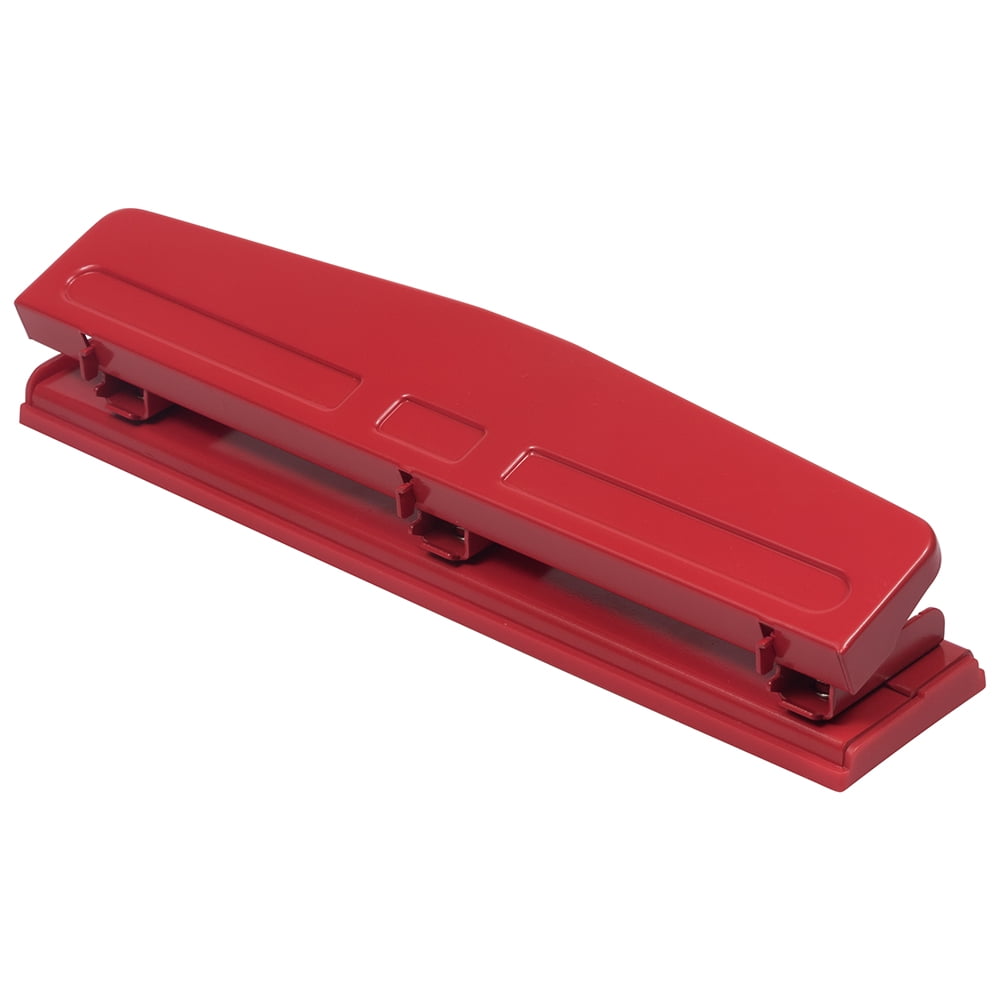 JAM Paper Metal 3 Hole Punch, Red, 10 Sheet Capacity, Hole Puncher Sold Individually