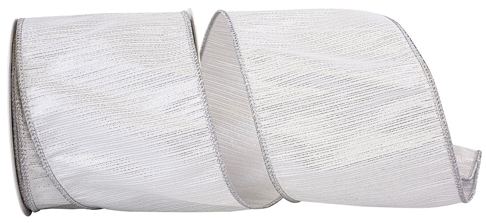 JAM Paper Metallic Christmas Ribbon, Silver, 4in x 10yd, 1/Pack