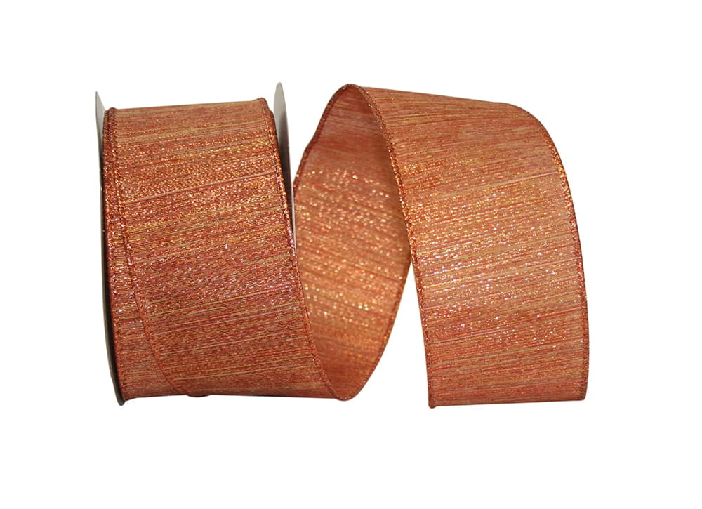 Jam Paper Metallic Christmas Wire Ribbon, Copper, 2.5in x 20yd, 1/Pack, 52640347923WM