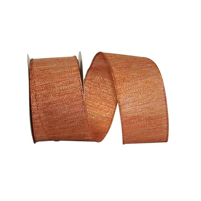 JAM Paper Metallic Christmas Wire Ribbon, Copper, 2.5in x 20yd, 1