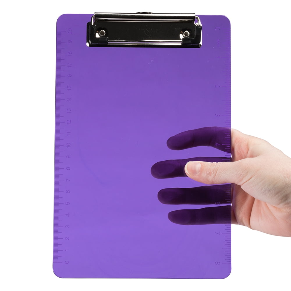 JAM Paper Mini Plastic Clipboards with Metal Clip, 6 x 9, Purple, 12 per Pack