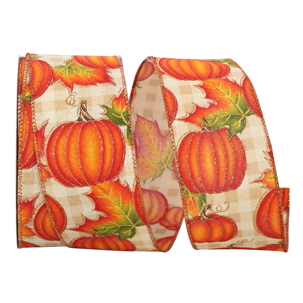 JAM Paper Natural Fall Multi-color Polyester Ribbon, 720 x 2.5