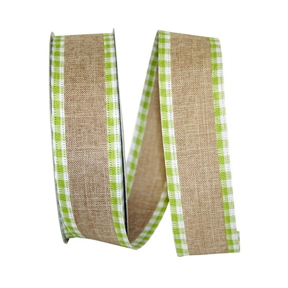 JAM Paper Natural & Lime, Linen, 1.5in x 20yd, 1/Pack