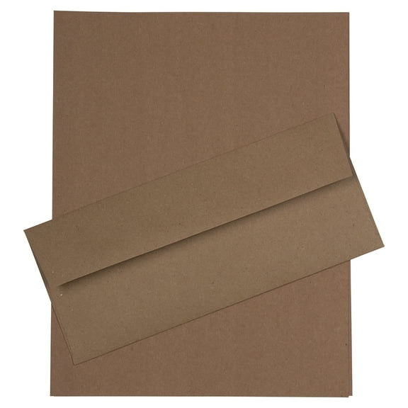 JAM Paper No. 10 Business Stationery Set, 4 1/8 x 9 1/2, Brown Kraft, 50/Pack