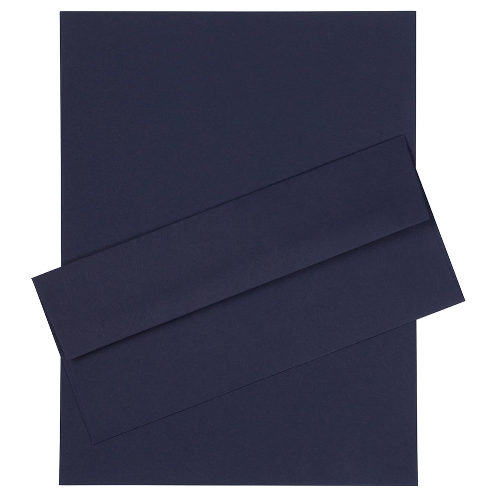 JAM Paper No. 10 Business Stationery Set, 4 1/8 x 9 1/2, Navy Blue, 50/Pack