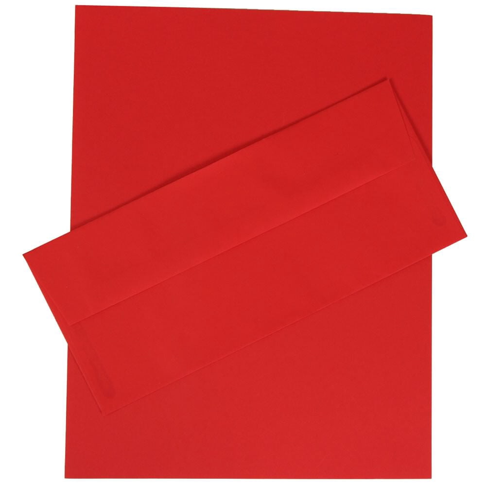 Red Jam Paper JAM Paper No. 10 Business Stationery Set, 4 1/8 x 9 1/2, Red, 100/Pack ...