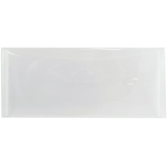 JAM Paper No. 10 Plastic Tuck Flap Envelopes, 5 1/4 x 10, Clear, 12/Pack