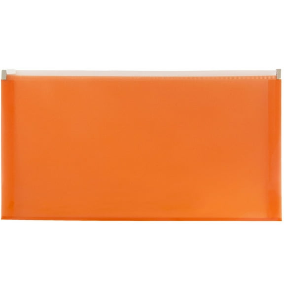 JAM Paper No. 10 Plastic Zip Envelopes, 5 1/4 x 10, Orange, 12/Pack