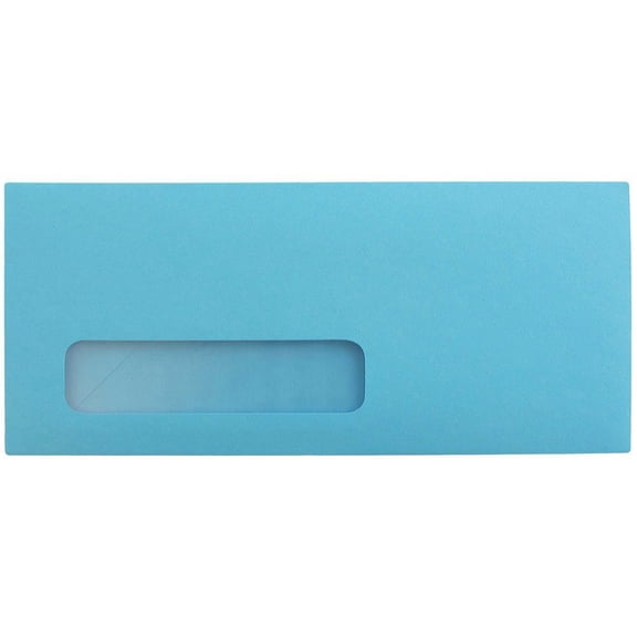 JAM Paper No. 10 Window Envelopes, 4 1/8 x 9 1/2, Blue, 50/Pack