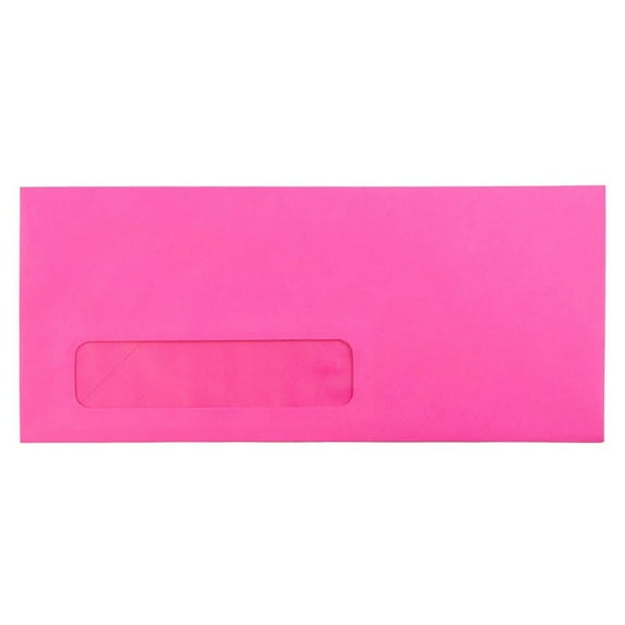 JAM Paper No. 10 Window Envelopes, 4 1/8 x 9 1/2, Fuchsia Pink, 500/Box