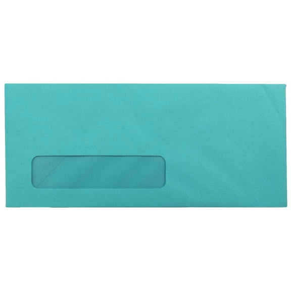 JAM Paper No. 10 Window Envelopes, 4 1/8 x 9 1/2, Sea Blue, 25/Pack