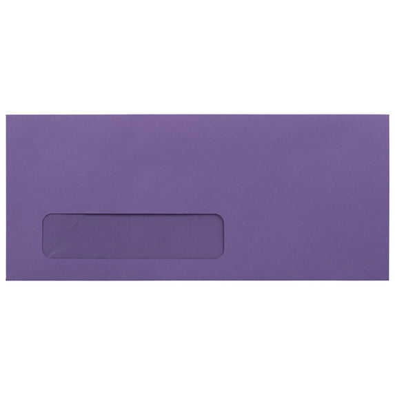 JAM Paper No. 10 Window Envelopes, 4 1/8 x 9 1/2, Violet Purple, 250/Pack