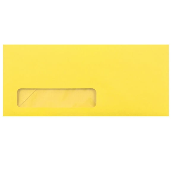 JAM Paper No. 10 Window Envelopes, 4 1/8 x 9 1/2, Yellow, 25/Pack
