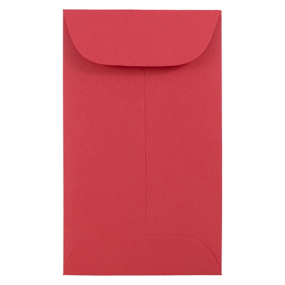 JAM Paper No. 3 Coin Envelopes, 2 1/2 x 4 1/4, Red, 100/Pack