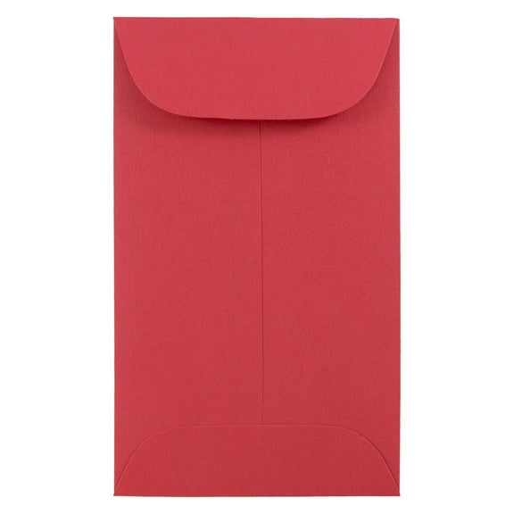 JAM Paper No. 3 Coin Envelopes, 2 1/2 x 4 1/4, Red, 100/Pack