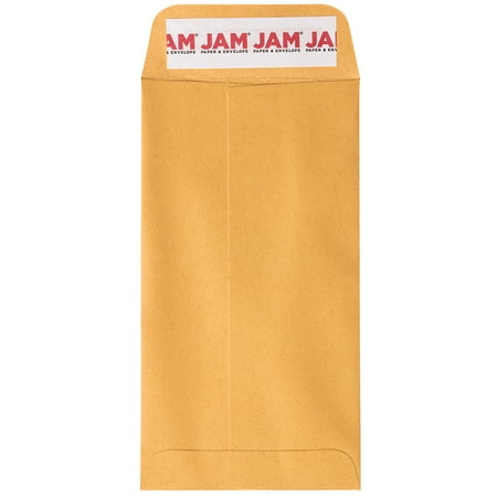 JAM Paper No. 7 Coin Business Envelopes, 3 1/2 x 6 1/2, Brown Kraft Manila, 100 per Pack