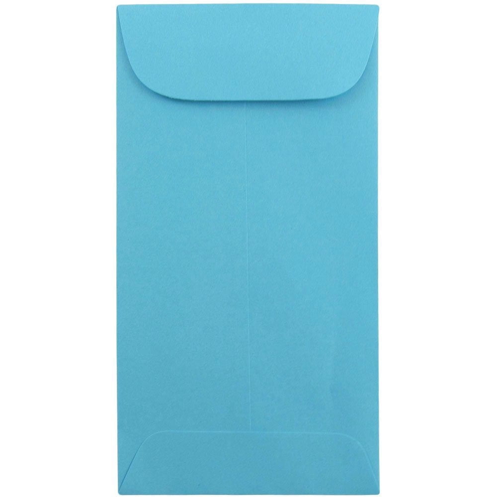 JAM Paper No. 7 Coin Envelopes, 3 1/2 x 6 1/2, Blue, 100/Pack