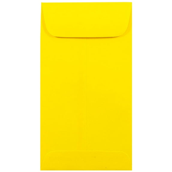 JAM Paper No. 7 Coin Envelopes, 3 1/2 x 6 1/2, Yellow, 100/Pack