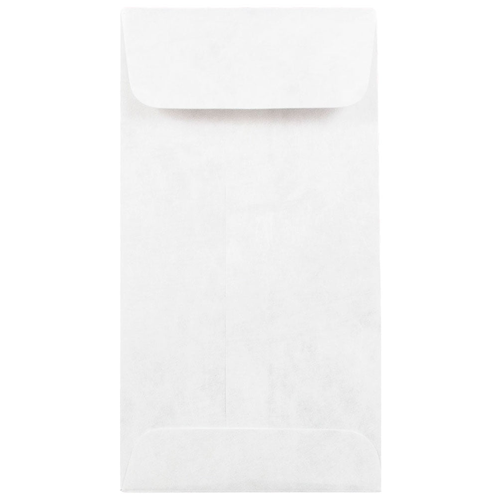 JAM Paper No. 7 Coin Tyvek Tear Proof Open End Envelopes, 3 1/2 x 6 1/2, White, 500/Pack
