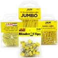 thumbnail image 1 of JAM Paper Office Clip Assortment, Yellow, 4/Pack, 1 Binder Clips, 1 Round Paper Clips & 2 Paper Clips (Small and Jumbo), 1 of 2