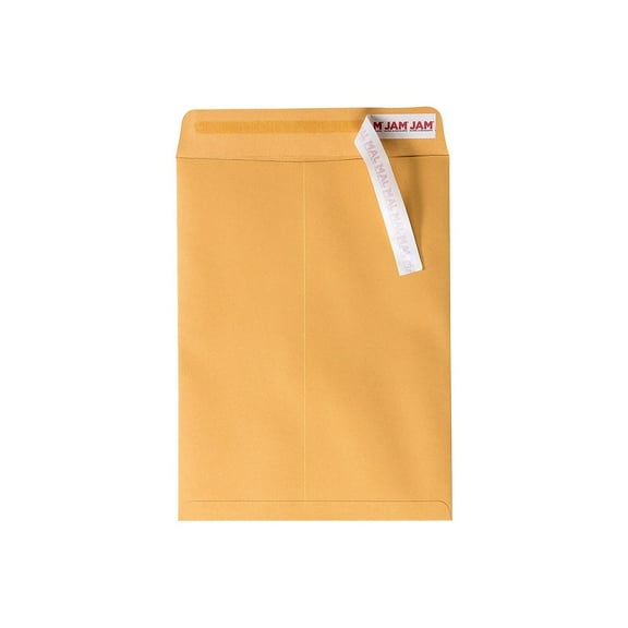 JAM Paper Open End Envelopes Peel & Seal 9 x 12 Brown Kraft 250 Pack (75456-250)