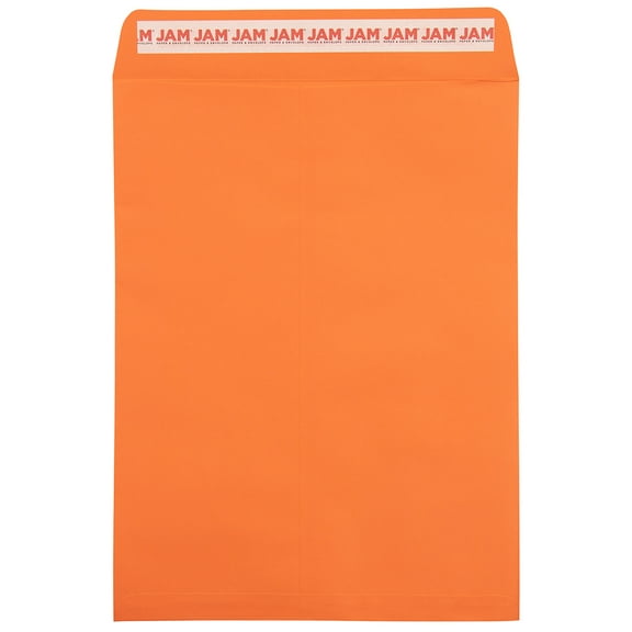 JAM Paper Orange 9 x 12 Open End Catalog Peel and Seal Envelopes, Bulk 500 Per Box