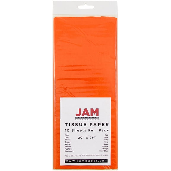 JAM Paper Orange Paper Gift Wrap Tissues, (20 Count)